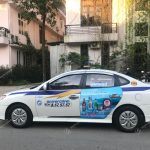 Huda Huế quảng cáo trên xe taxi Thành Công tại Quảng Nam