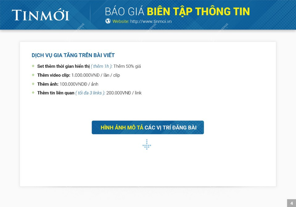 Báo giá quảng cáo trên Tinmoi.vn