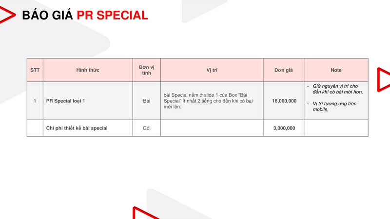 Báo giá quảng cáo SaoStar 7 Báo giá quảng cáo SaoStar