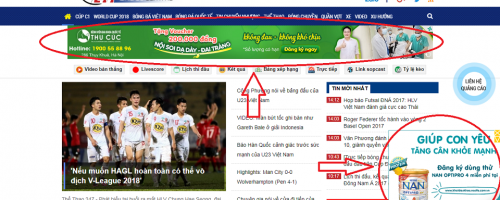 Quảng cáo trên báo Thể thao 24/7
