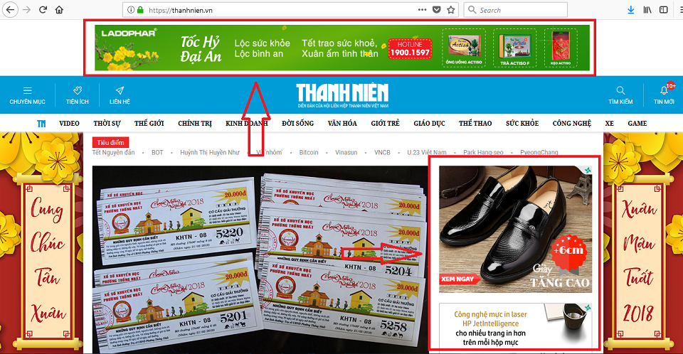 Quảng cáo trên báo điện tử Thanh Niên Online