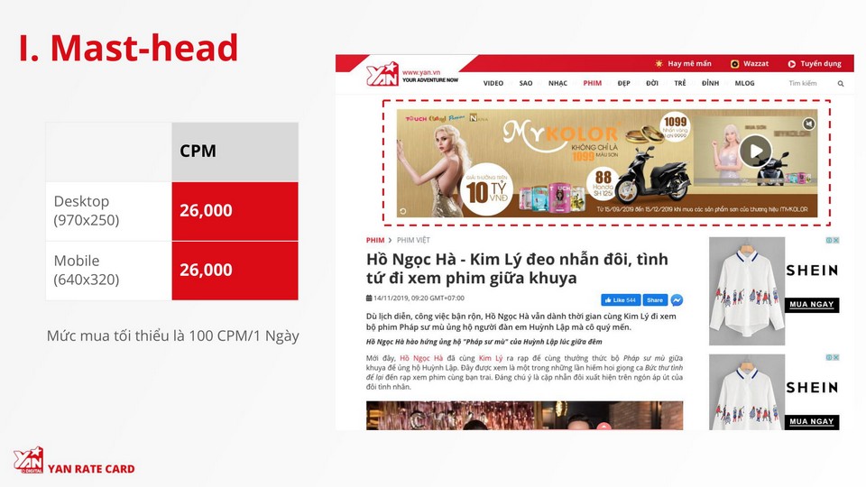 báo giá quảng cáo trên yan.vn