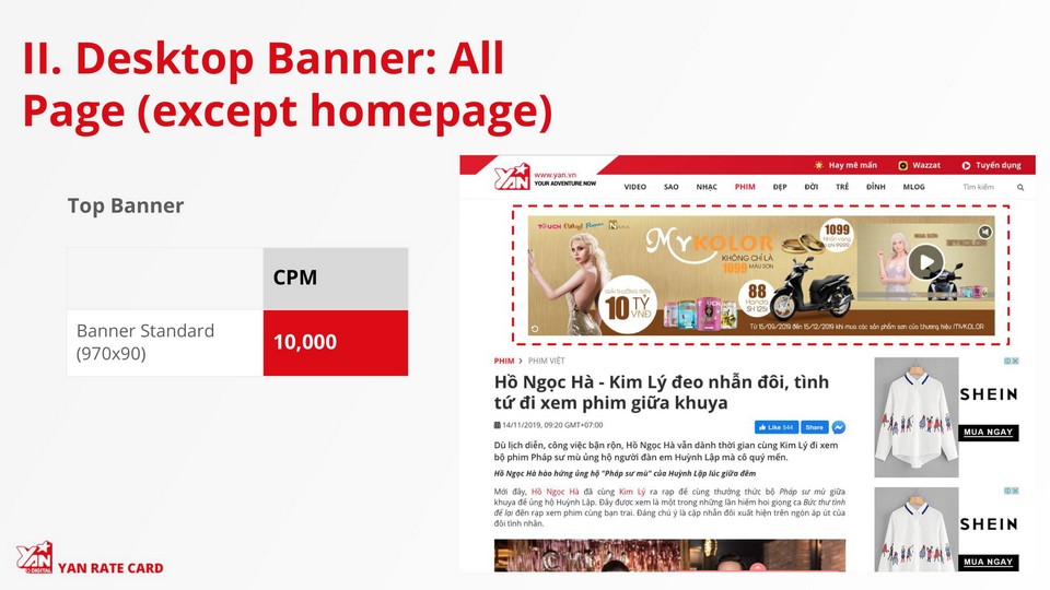báo giá quảng cáo trên yan.vn