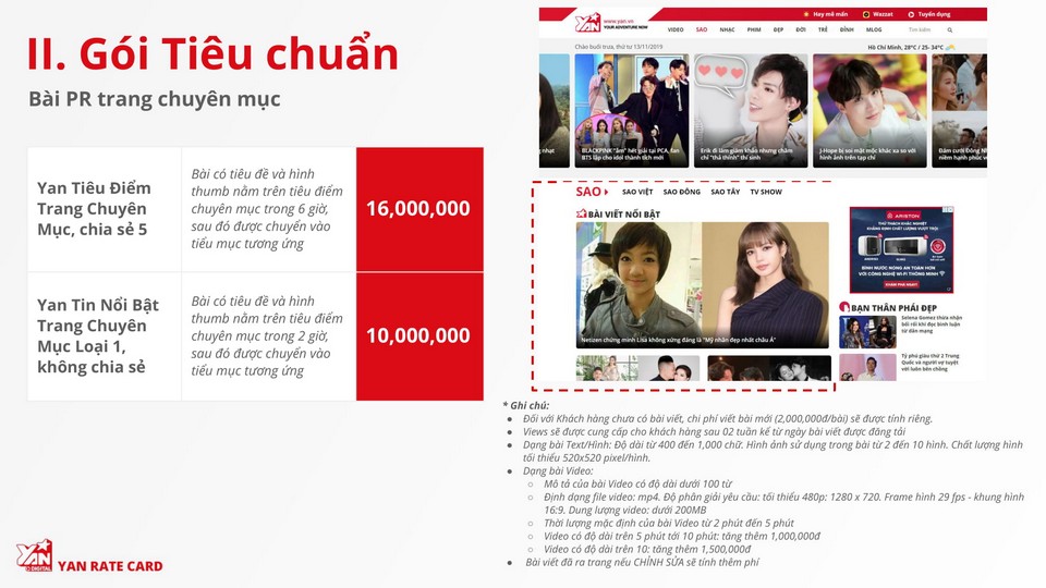 báo giá quảng cáo trên yan.vn