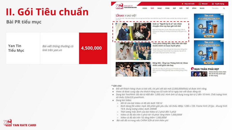 báo giá quảng cáo trên yan.vn