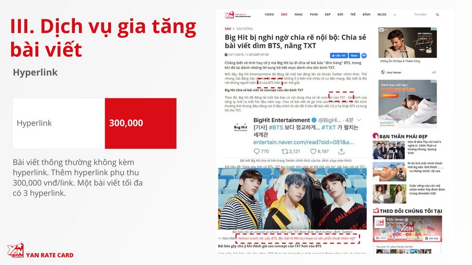 báo giá quảng cáo trên yan.vn