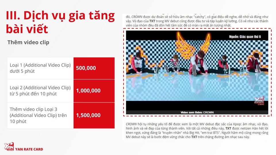 báo giá quảng cáo trên yan.vn