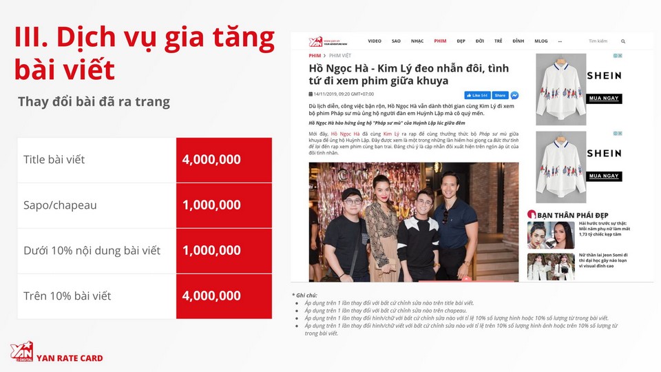 báo giá quảng cáo trên yan.vn