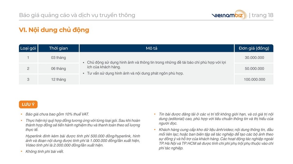 Báo giá quảng cáo trên báo điện tử Vietnambiz