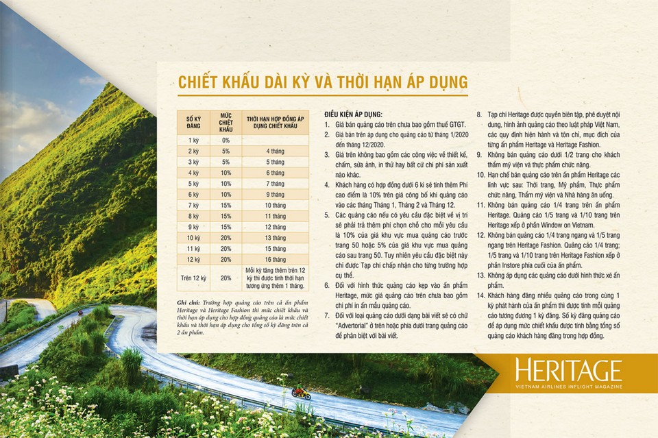 Báo giá quảng cáo tạp chí heritage