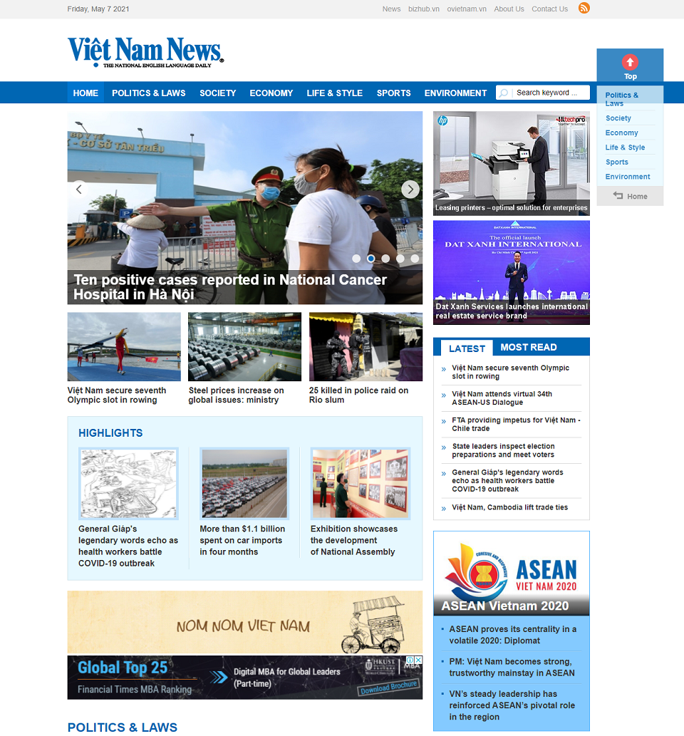 quảng cáo trên báo Vietnamnews