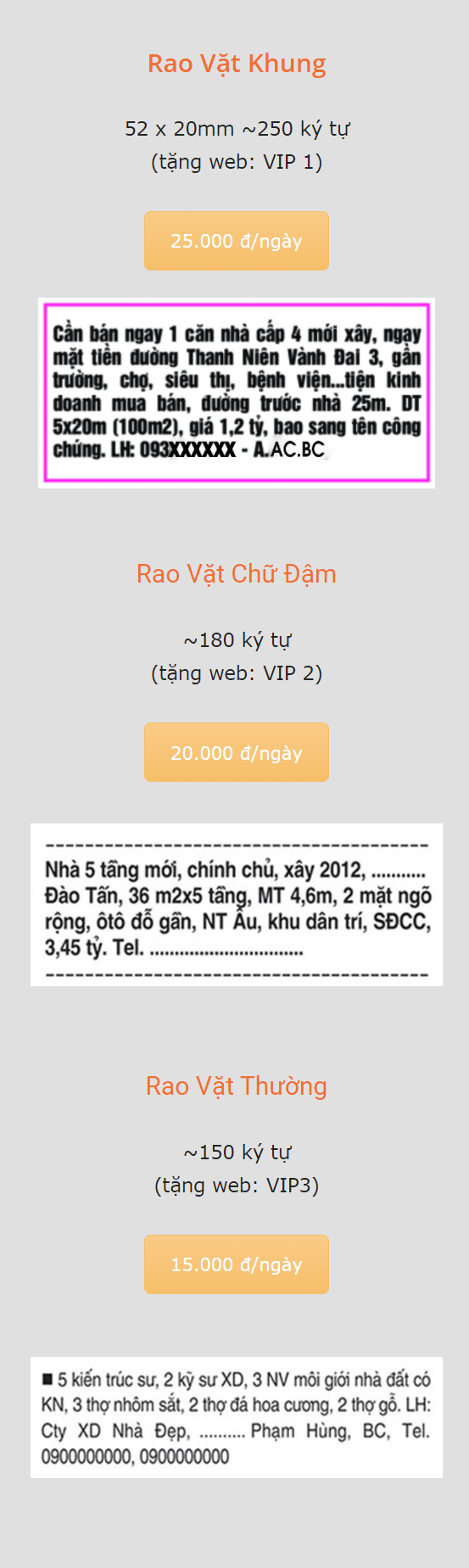 bảng giá đăng tin báo mua bán hà nội