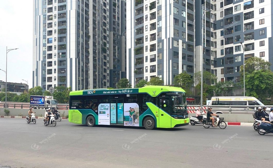 BIDV quảng cáo xe bus điện VinBus về gói vay với lãi suất ưu đãi 5%
